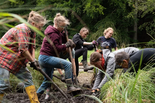 Studierende bei der Feldarbeit Landschaftsnutzung und Naturschutz