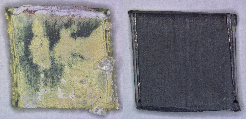 Blei-Coupons nach Oddy-Test