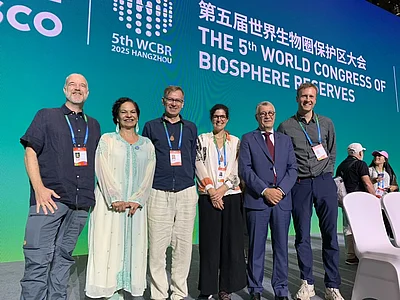 Das BRI-Team mit Dr. Lidia Brito (UNESCO Assistant Director-General for Natural Sciences) und Dr. António D. Abreu (Director of the Division of Ecological and Earth Sciences at UNESCO)