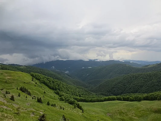 Mokryanske Poloninya - view on Shyrokyj Luh massiv 