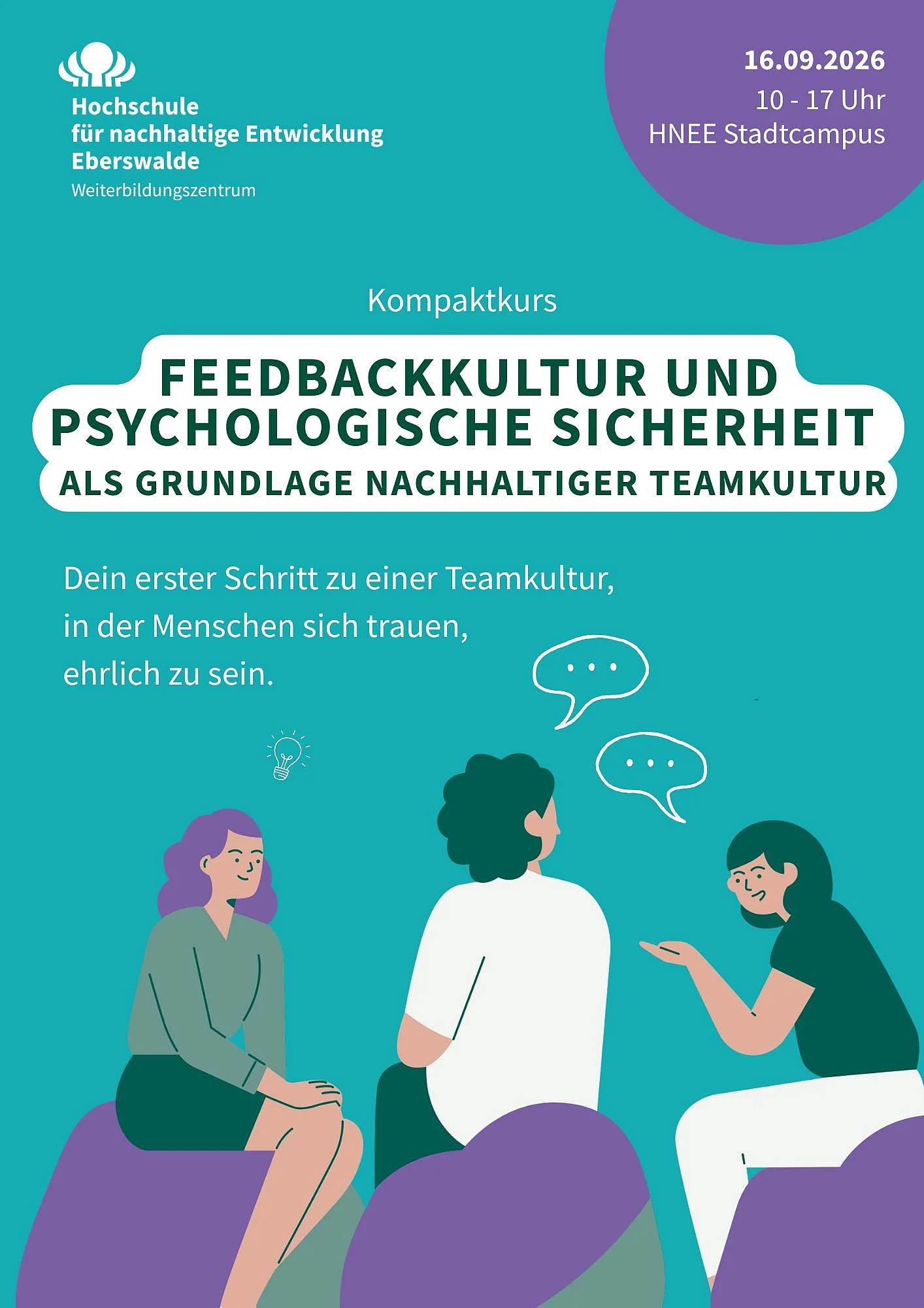 Feedbackkultur und Psychologische Sicherheit sind die Themenfelder des neuen Weiterbildungsangebotes an der HNEE